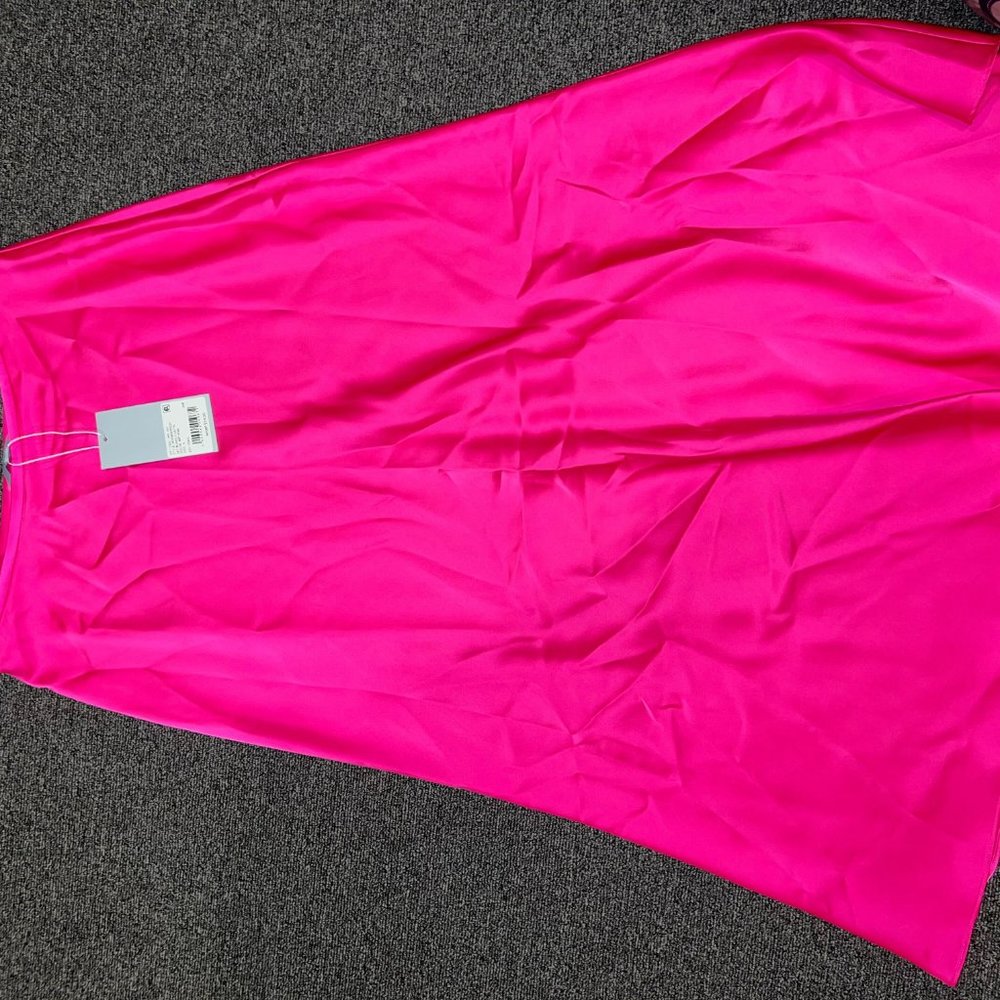 Antonio Melani Pink Satin Midi Skirt